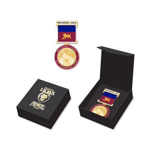 Brisbane Lions AFL 2024 Premiers Medal with Ribbon Boxed! PRE SALE