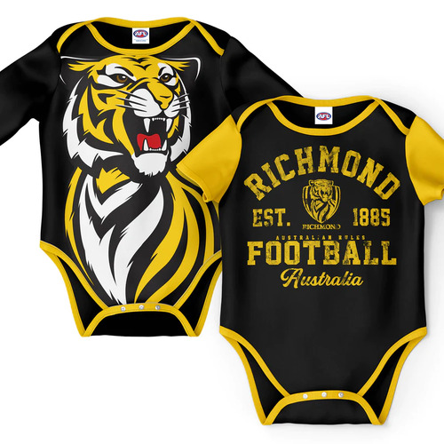 Richmond Tigers AFL Two Piece Baby Infant Bodysuit Gift Set Sizes 000-1!