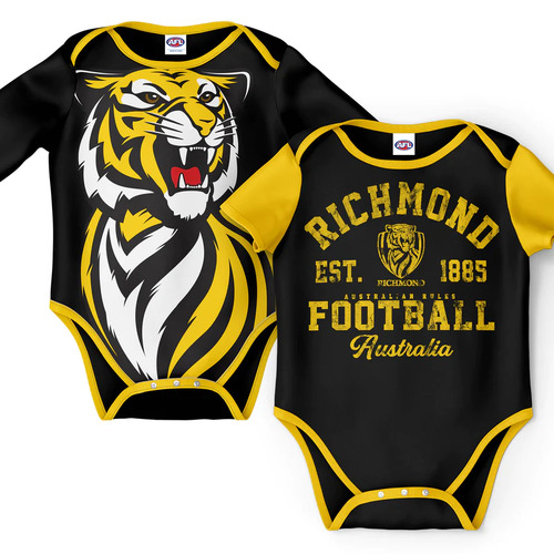 Richmond Tigers AFL Two Piece Baby Infant Bodysuit Gift Set Sizes 000-1!