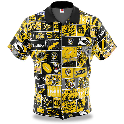 Richmond Tigers AFL Fanatic Button Up Shirt Polo Sizes S-5XL!