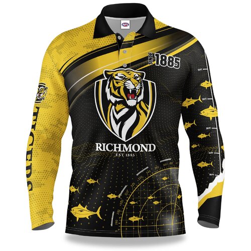 Richmond Tigers AFL 2021 Fishfinder Fishing Shirt Polo Sizes S-5XL!