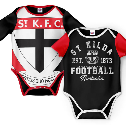St Kilda Saints AFL Two Piece Baby Infant Bodysuit Gift Set Sizes 000-1!