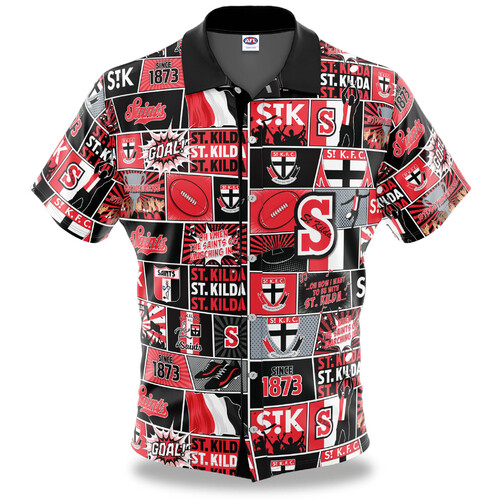 St Kilda Saints AFL Fanatic Button Up Shirt Polo Sizes S-5XL!