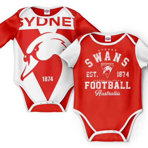Sydney Swans AFL Two Piece Baby Infant Bodysuit Gift Set Sizes 000-1!