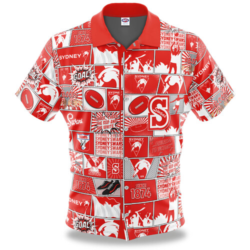 Sydney Swans AFL Fanatic Button Up Shirt Polo Sizes S-5XL!
