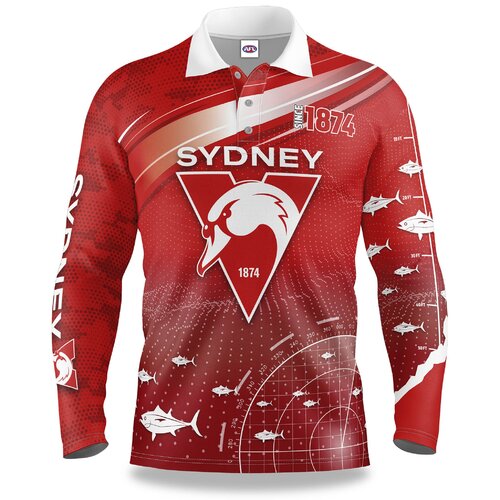 Sydney Swans AFL 2021 Fishfinder Fishing Shirt Polo Sizes S-5XL!