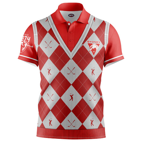 Sydney Swans AFL 2021 Fanatic Button Up Shirt Polo Sizes S-5XL! 