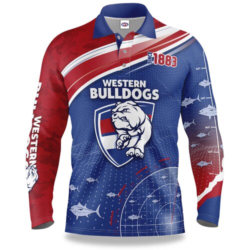 Western Bulldogs AFL 2021 Fishfinder Fishing Shirt Polo Sizes S-5XL!