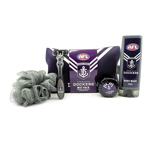 Fremantle Dockers AFL Toiletries Gift Bag! Bag Body Wash Razor Soap Loofah
