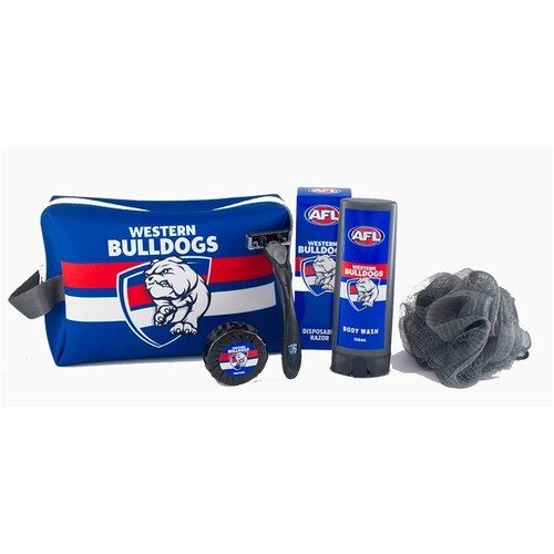 Western Bulldogs AFL Toiletries Gift Bag! Bag Body Wash Razor Soap Loofah