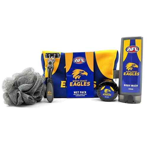 West Coast Eagles AFL Toiletries Gift Bag! Bag Body Wash Razor Soap Loofah