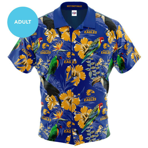 West Coast Eagles AFL 2020 Hawaiian Button Up Polo T Shirt Sizes S-5XL