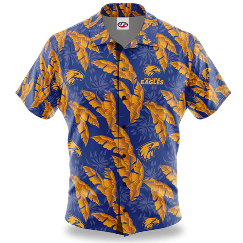 West Coast Eagles AFL Paradise Hawaiian Polo Shirt Sizes S-2XL!