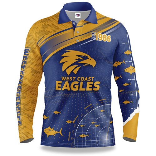 West Coast Eagles AFL 2021 Fishfinder Fishing Shirt Polo Sizes S-5XL!
