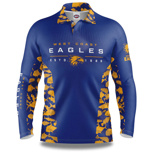 West Coast Eagles AFL Reef Runner Fishing Shirt Sizes S-5XL!