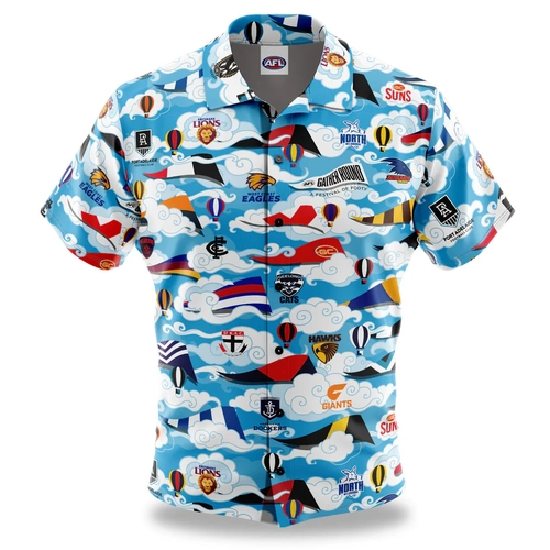 AFL Gather Round 'Skyhigh' Button Up Party Shirt Sizes S-5XL! 18 Teams!