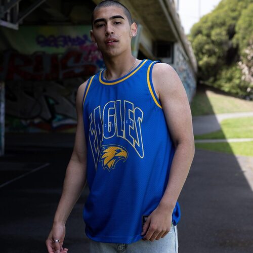 West Coast Eagles NAR AFL Basketball Singlet Sizes S-5XL! S4