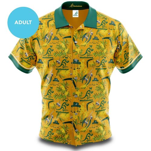 Australian Wallabies Hawaiian Button Up Polo T Shirt Sizes S-5XL!