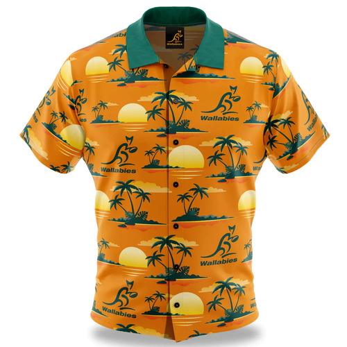 Australian Wallabies ARU Ashtabula Paradise Hawaiian Polo Shirt Sizes S-5XL!