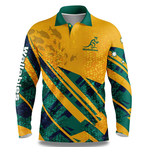 Australian Wallabies Rugby Union "Offshore" Fishing Shirt Polo Sizes S-5XL!