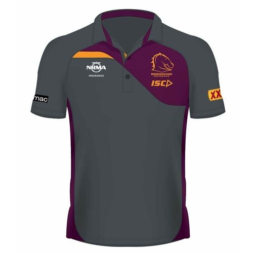 Brisbane Broncos NRL 2019 ISC Players Carbon Performance Polo Sizes S-3XL! T9