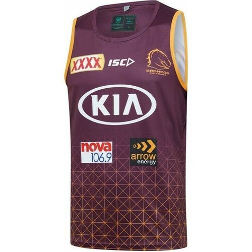 Brisbane Broncos NRL Players Maroon & Gold Training Singlet Sizes S-5XL T0! 