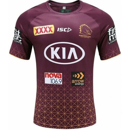 Brisbane Broncos NRL Players Maroon & Gold Training Shirt Sizes S-5XL T0! 
