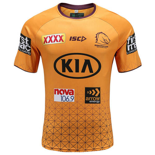 Brisbane Broncos NRL Players Gold Training Shirt Sizes S-5XL T0!