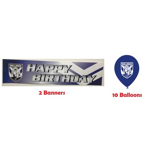 Canterbury Bulldogs NRL Party Pack 10 Balloons & 2 Happy Birthday Banners