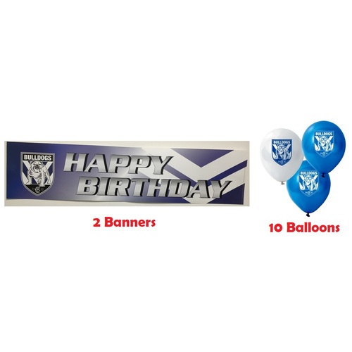 Canterbury Bulldogs NRL Party Pack 10 Balloons & 2 Happy Birthday Banners