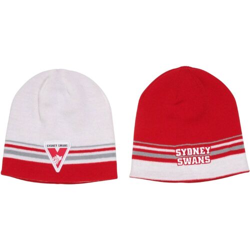 Official AFL Sydney Swans Reversible 2 Styles in 1 Beanie