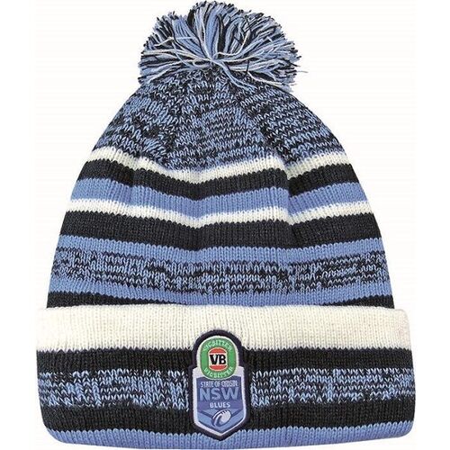 New South Wales Blues State Of Origin NRL Dynamo Knitted Beanie with Pom Pom!