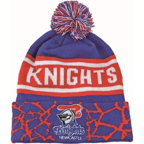 Newcastle Knights NRL Quake Print Embroidered  Pom Pom Beanie! BNWT's! 