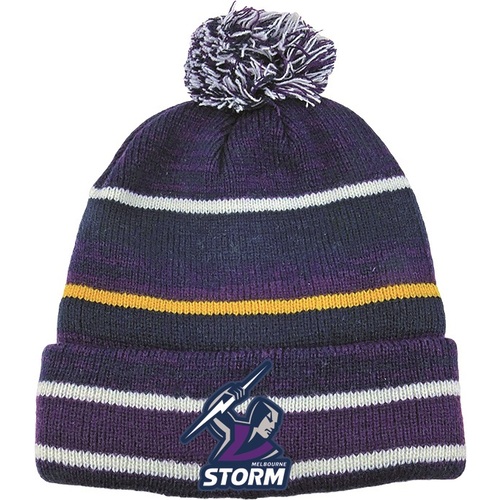 Melbourne Storm NRL Dynamo Knitted Winter Beanie with Pom Pom!