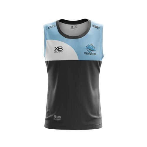 Cronulla Sharks NRL 2019 Players X Blades Black Training Singlet Size S-5XL! 
