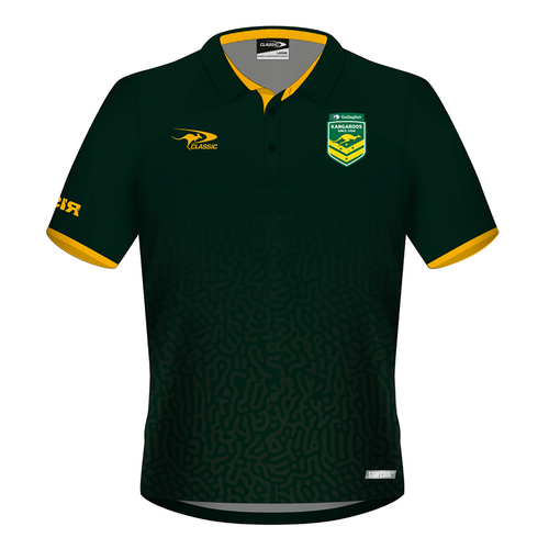 Australian Kangaroos 2023 RL Green Team Polo S-7XL! In Stock