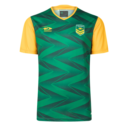 Australian Kangaroos 2024/25 ARL Players Green Training Shirt Sizes S-7XL!