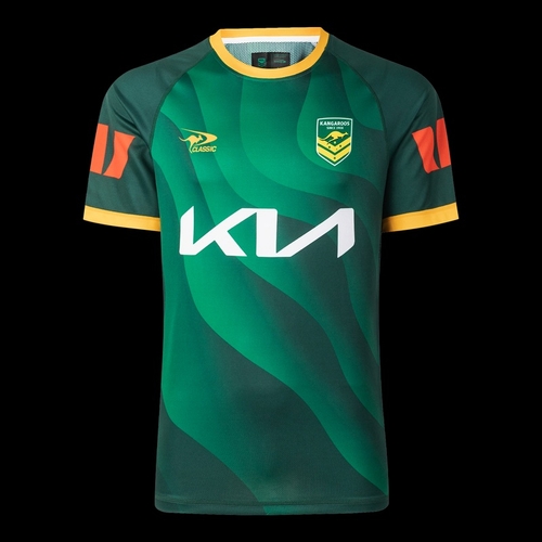 Australian Kangaroos 2025/26 ARL Players Green Training Shirt Sizes S-7XL!