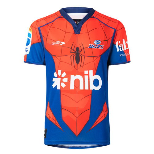 Auckland Blues 2025 Marvel Super Rugby Spiderman Jersey Sizes S-7XL!