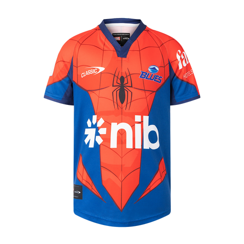 Auckland Blues 2025 Marvel Super Rugby Spiderman Jersey Kids Sizes 8-14!