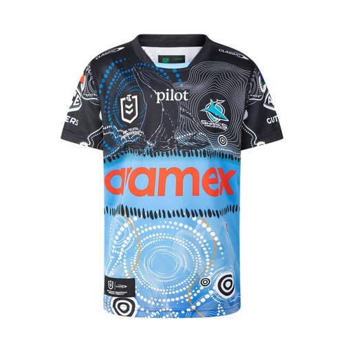 Cronulla Sharks 2025 NRL Indigenous Classic Jersey Kids Sizes 8-14!