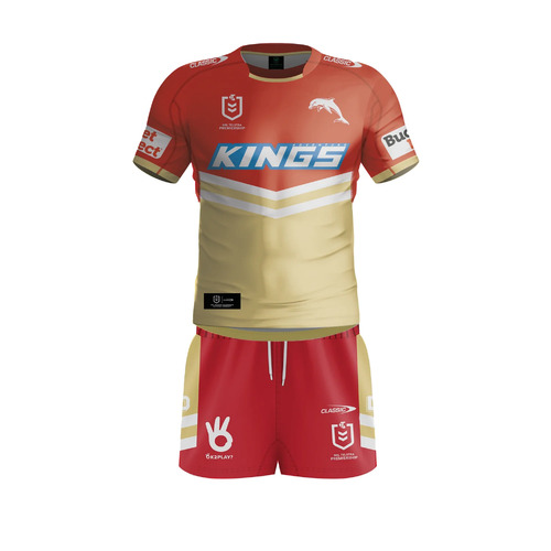 The Dolphins NRL 2024 Classic Home Jersey Toddlers Set Sizes 0-4!