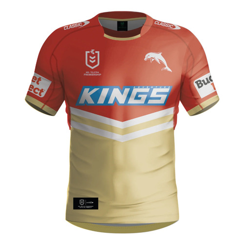 The Dolphins NRL 2024 Classic Home Jersey Kids Sizes 6-14!