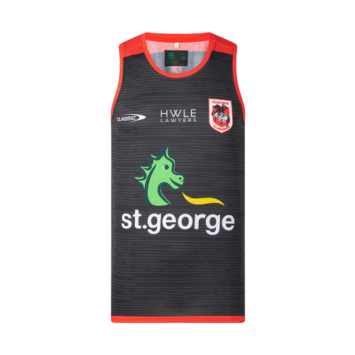 St George ILL Dragons NRL 2022 Classic Training Singlet Black Sizes S-5XL!