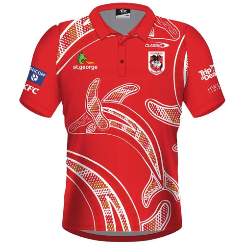 St George ILL Dragons NRL Classic Indigenous Polo Shirt Sizes S-3XL! T3