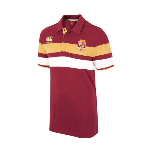 QLD Maroons State Of Origin CCC Stripe Downs Polo Adult Mens Sizes SMALL! T7