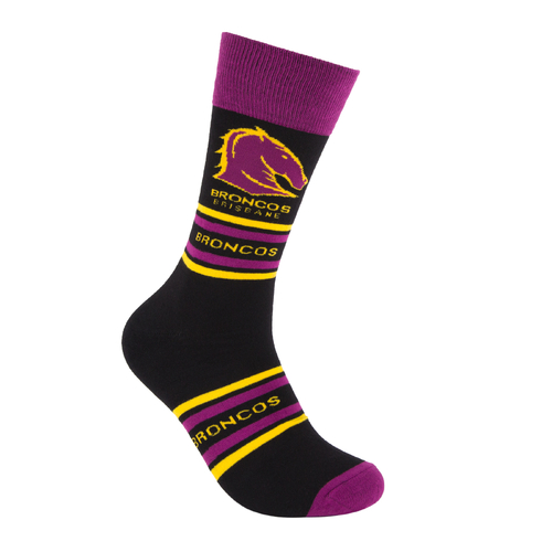 Brisbane Broncos NRL Cotton Striped Socks Adults Sizes M/L!