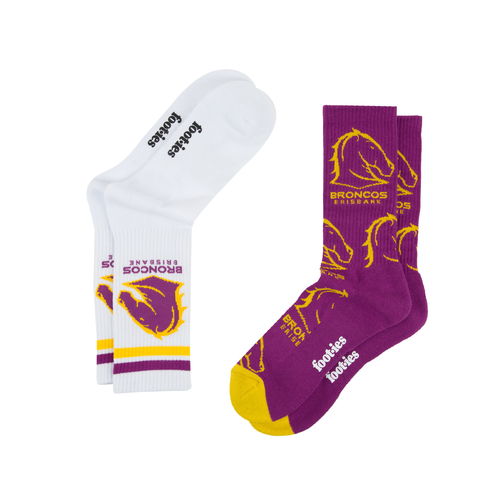 Brisbane Broncos NRL 2 Pack Team Logo Sneaker Socks!