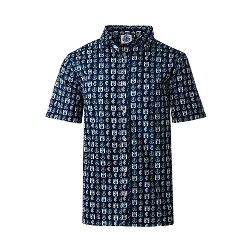 Carlton Blues AFL Logo Hawaiian Button-Up Shirt Sizes S-3XL! S21