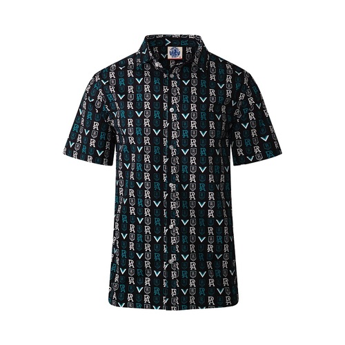 Port Adelaide Power AFL Logo Hawaiian Button-Up Shirt Sizes S-3XL! S21